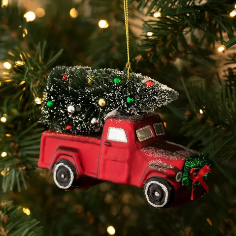 Red Truck with Tree Ornament